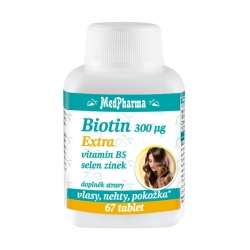 BIOTIN 300 µg Extra, vitamin B5, selen, zinek 67 tablet
